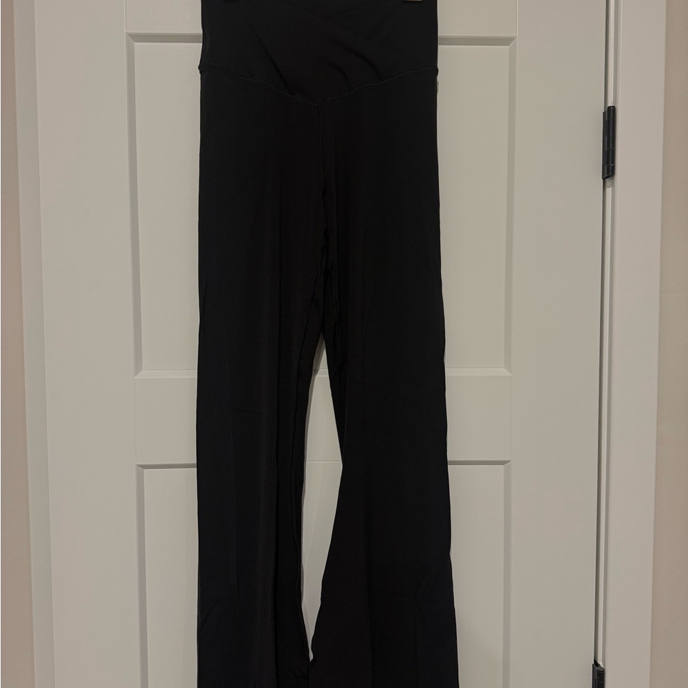 aerie Black Cross over High-Waist Wide-Leg Leggings